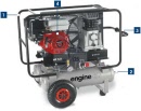Benzine motor compressor met dubbele persluchtketel